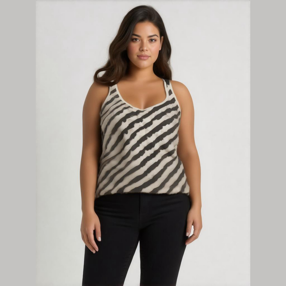 Charlotte Russe Black and White Ruffle Tank Top